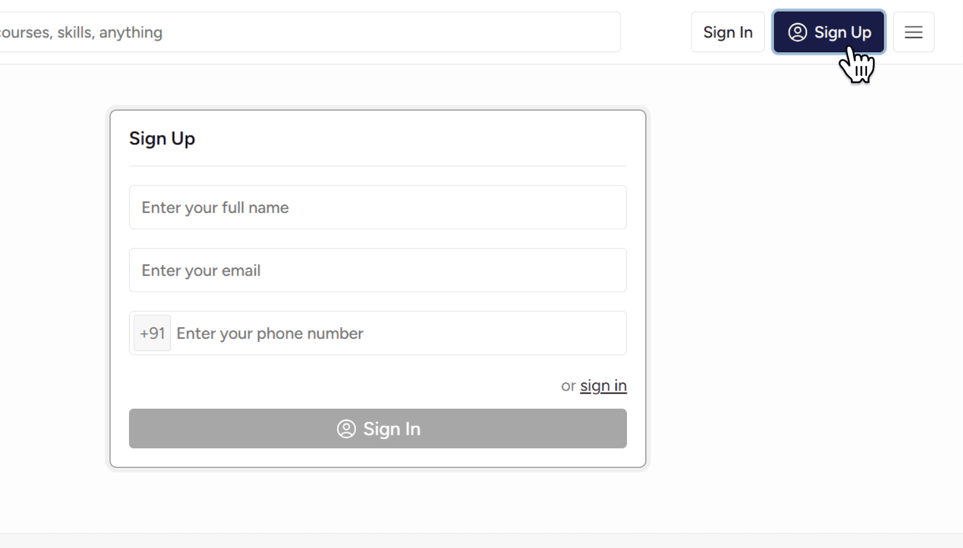 Integrate User Log in and Sign up